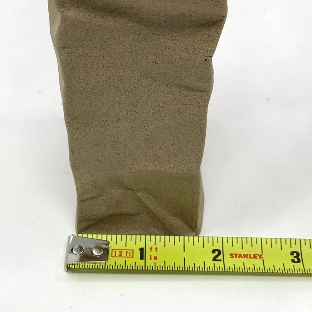 Unique Brown Paper Bag Narrow Ceramic Bud Vase Crinkle Pop Art Shabby Chic